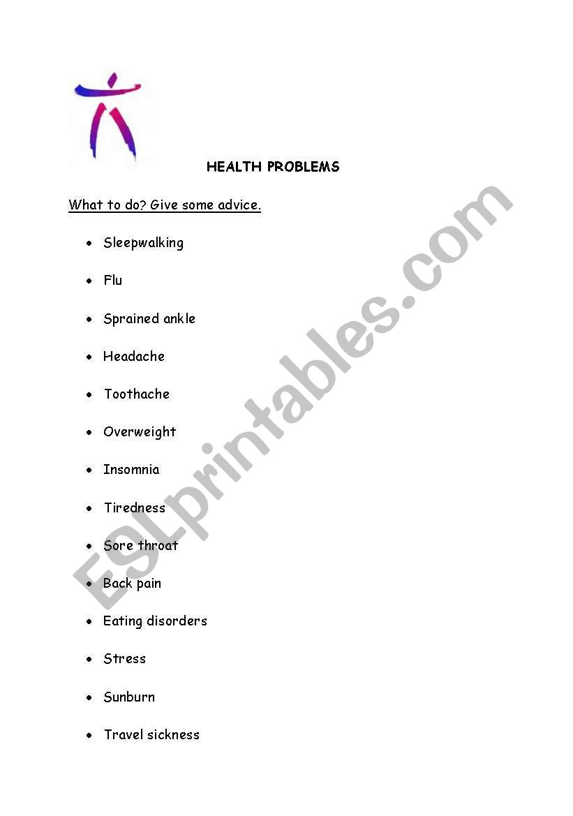 health problems worksheet