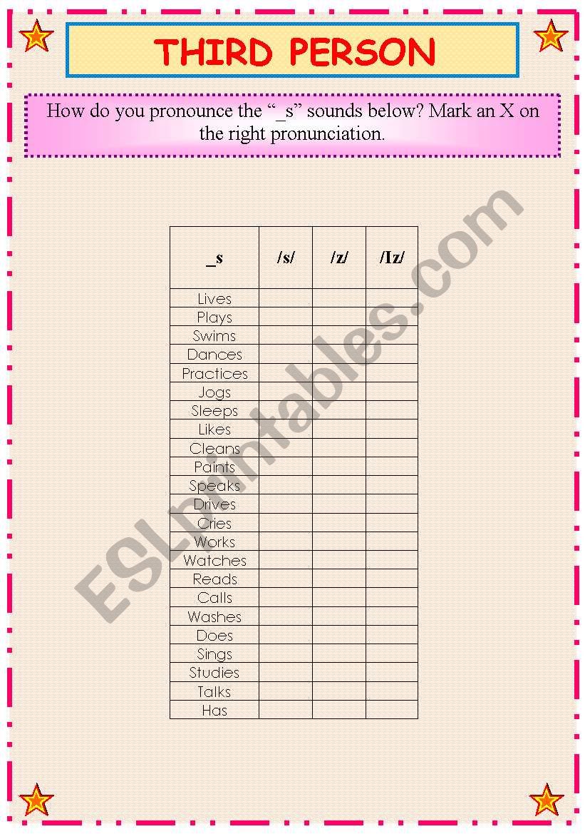 Third person worksheet