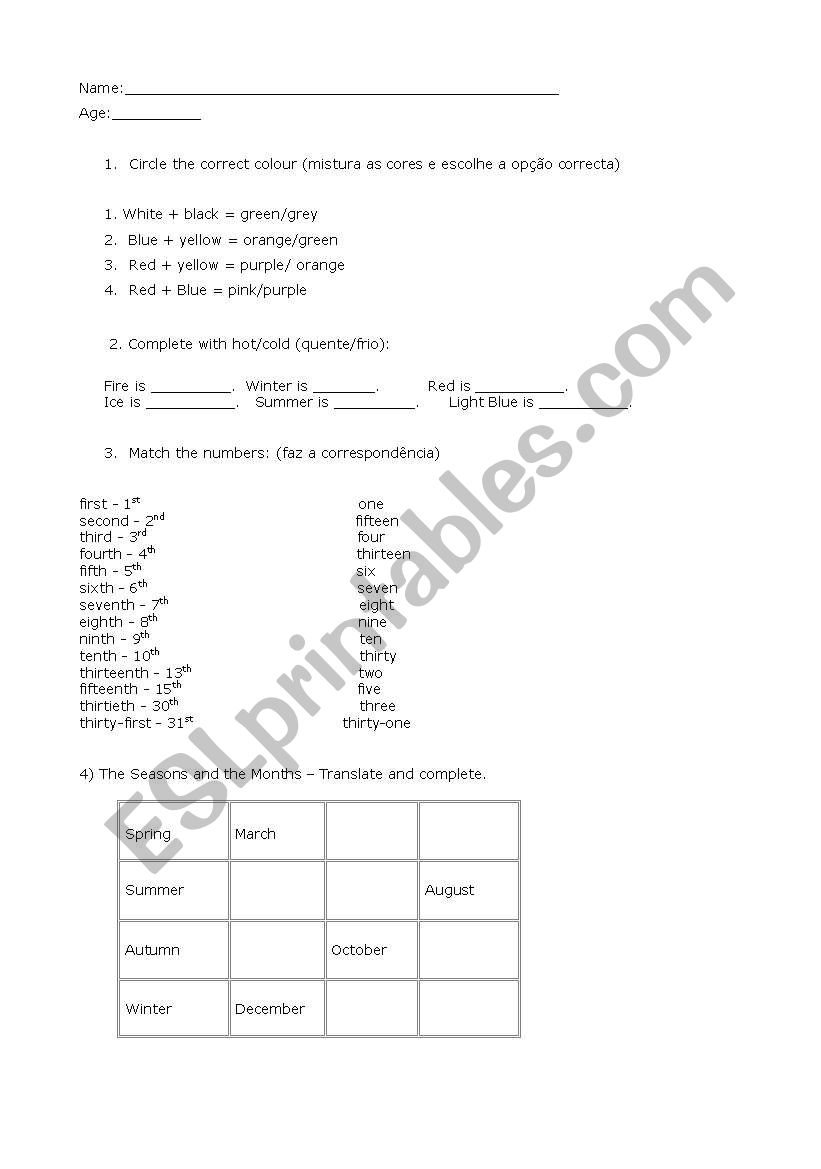 revisions worksheet