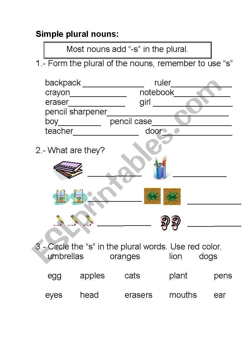 PLURAL NOUNS worksheet