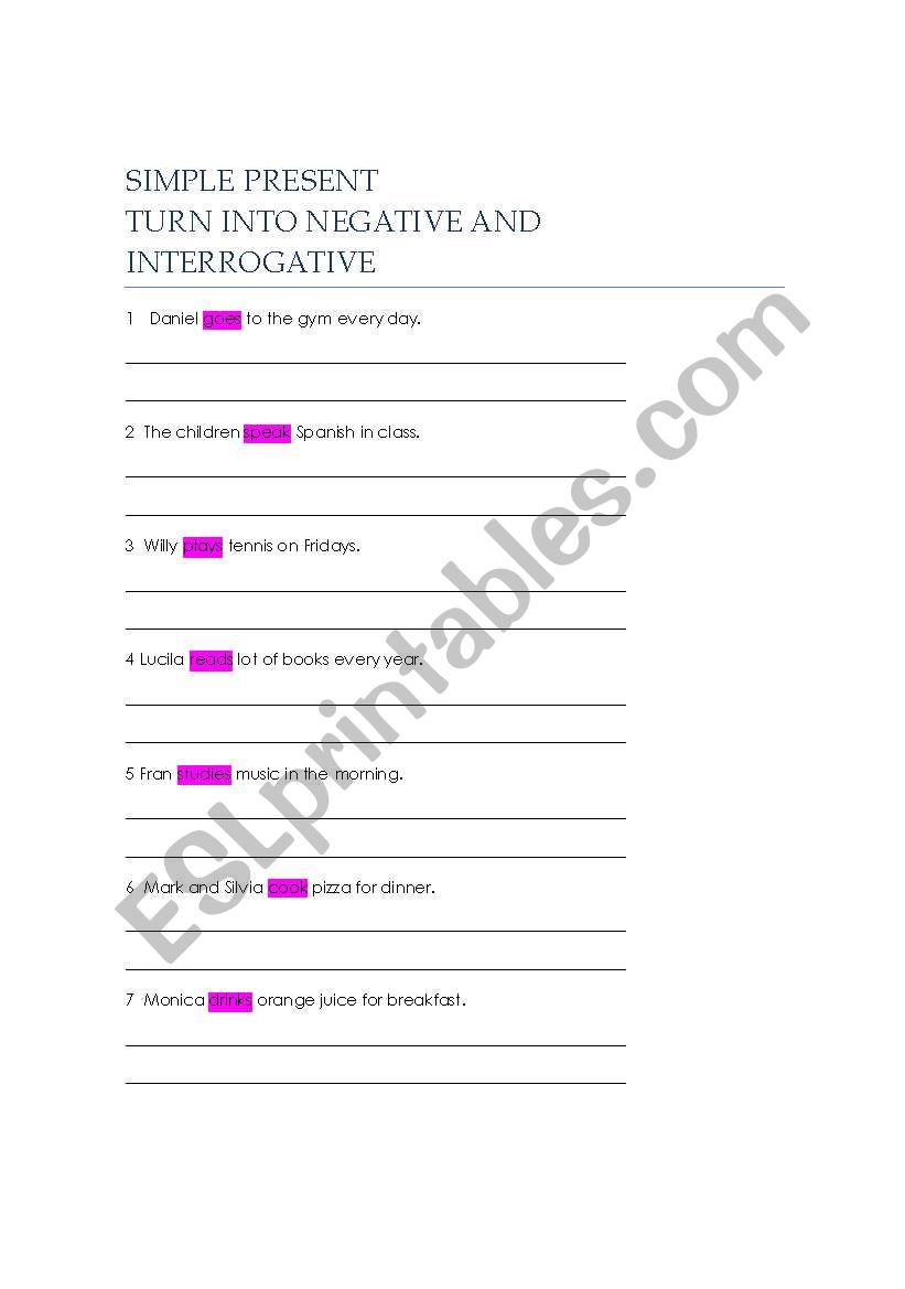 present simple worksheet