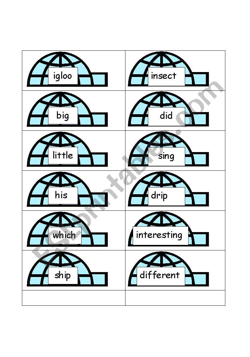 i sound as in igloo worksheet