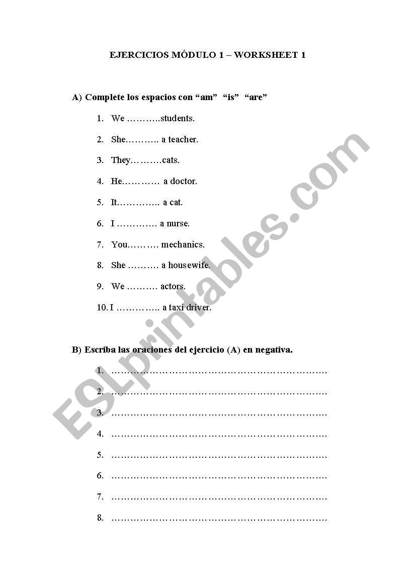 to be worksheet