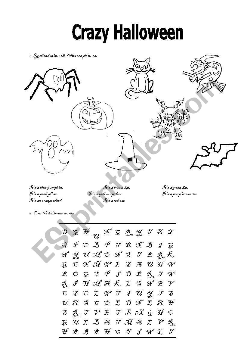 Crazy hallooween worksheet