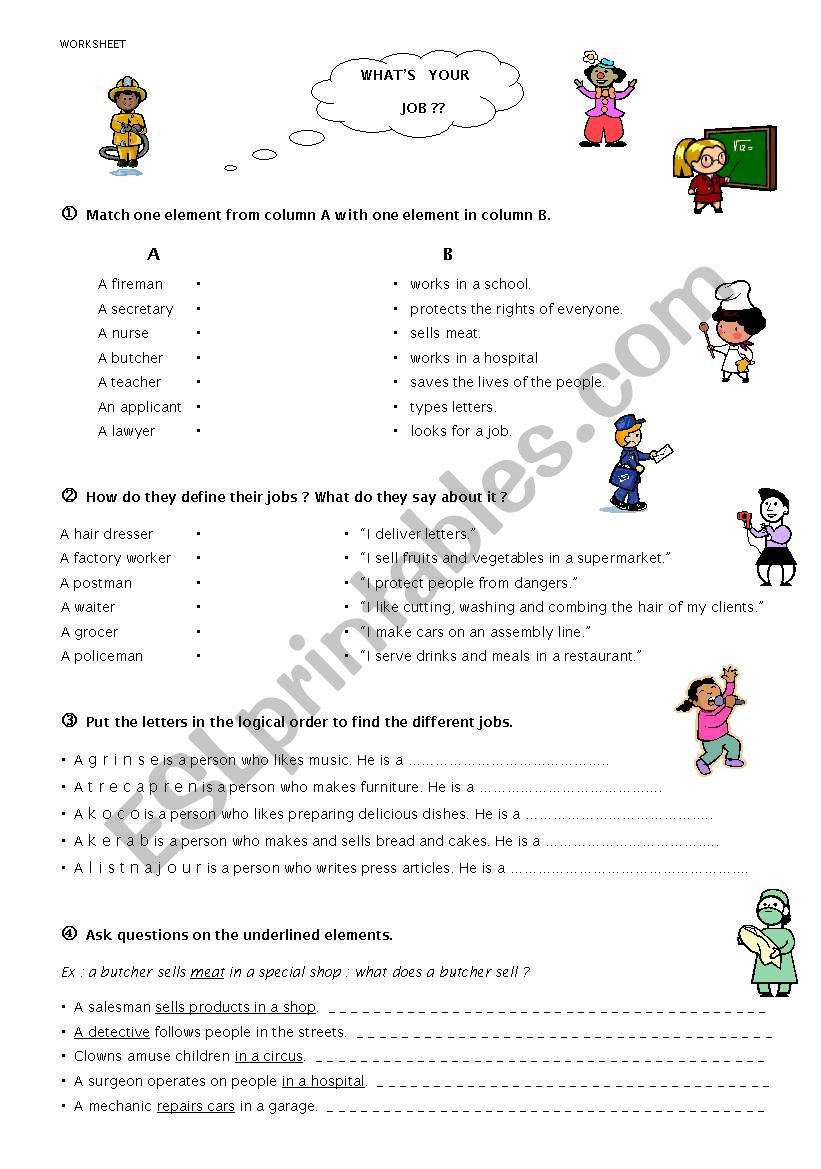 What´s your job ? - ESL worksheet by Krysstl