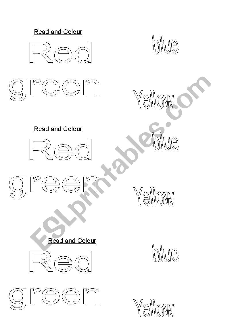 COLOURS _rEAD AND cOLOUR worksheet