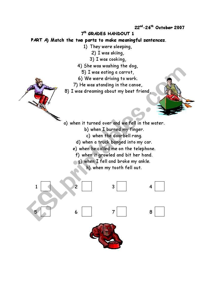 past continuosu-past simple worksheet