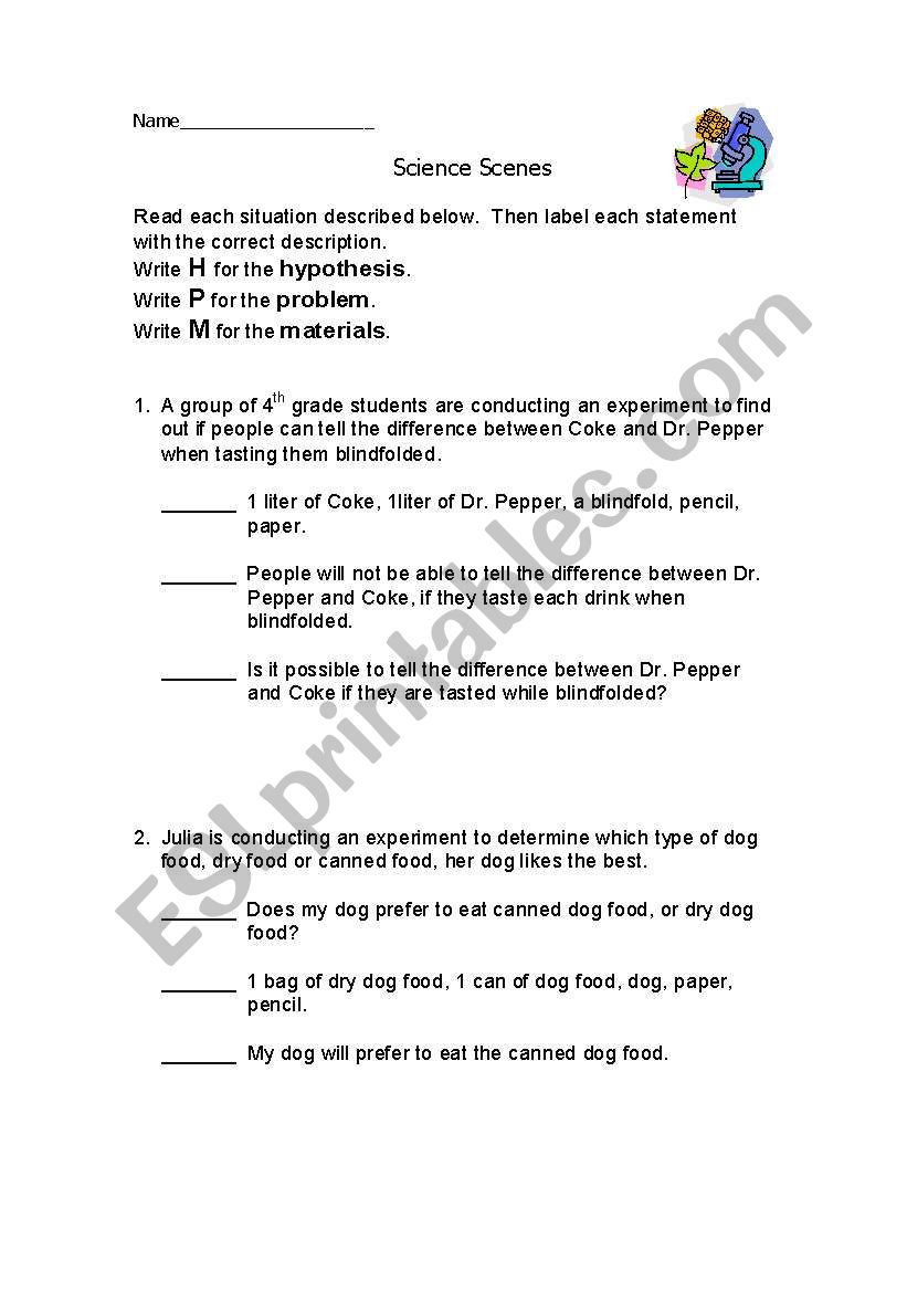 Science Scenes worksheet