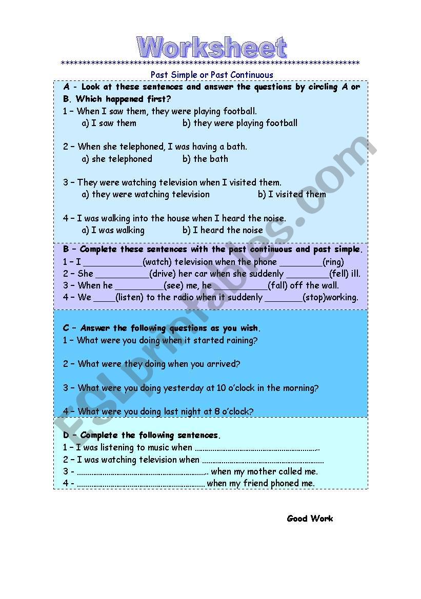 Verb tenses worksheet