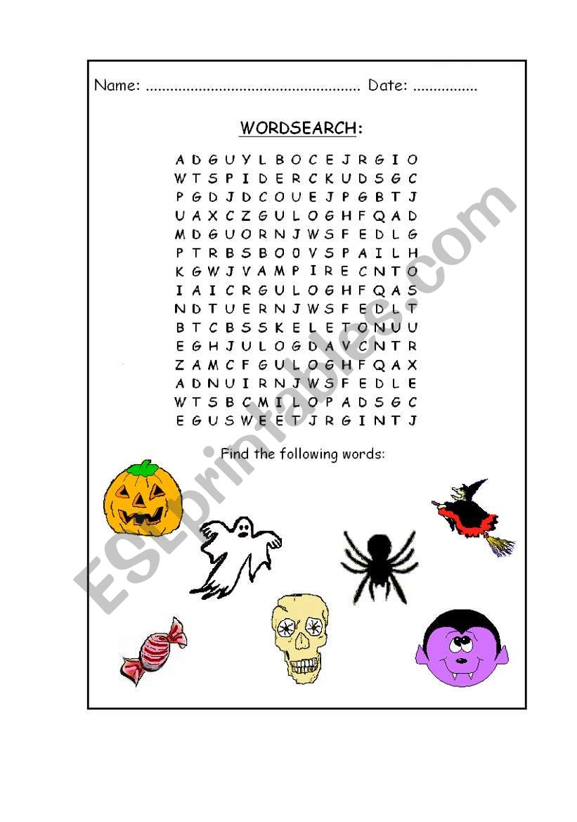 halloween wordsearch worksheet