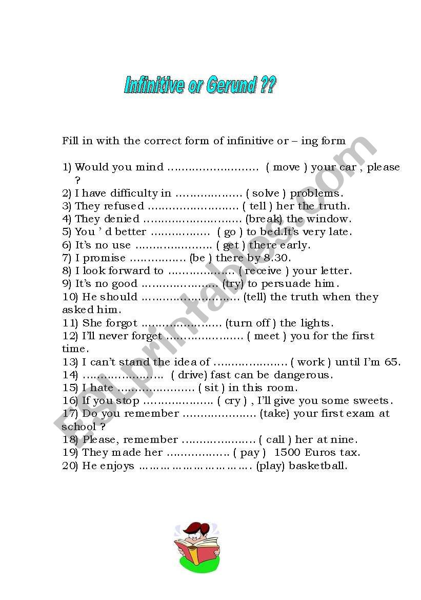 INFINITIVE OR GERUND? worksheet