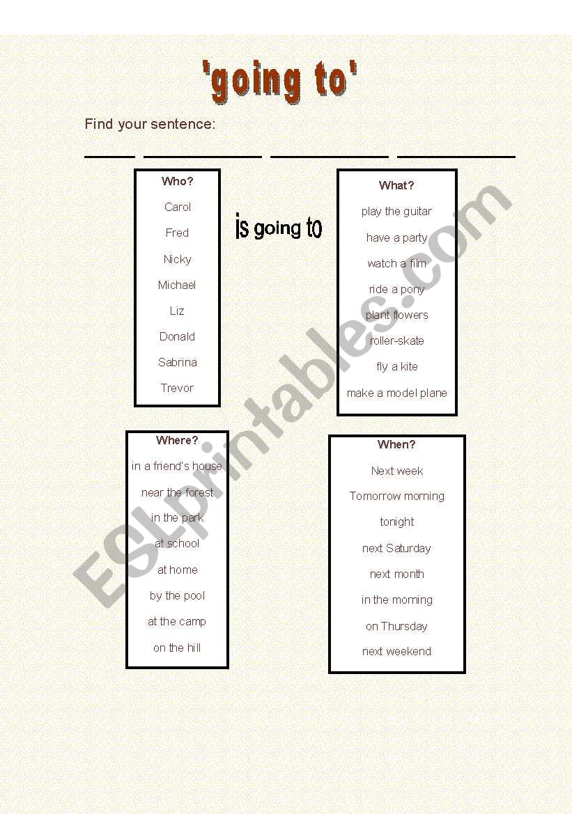 FIND YOUR SENTENCE 3 worksheet