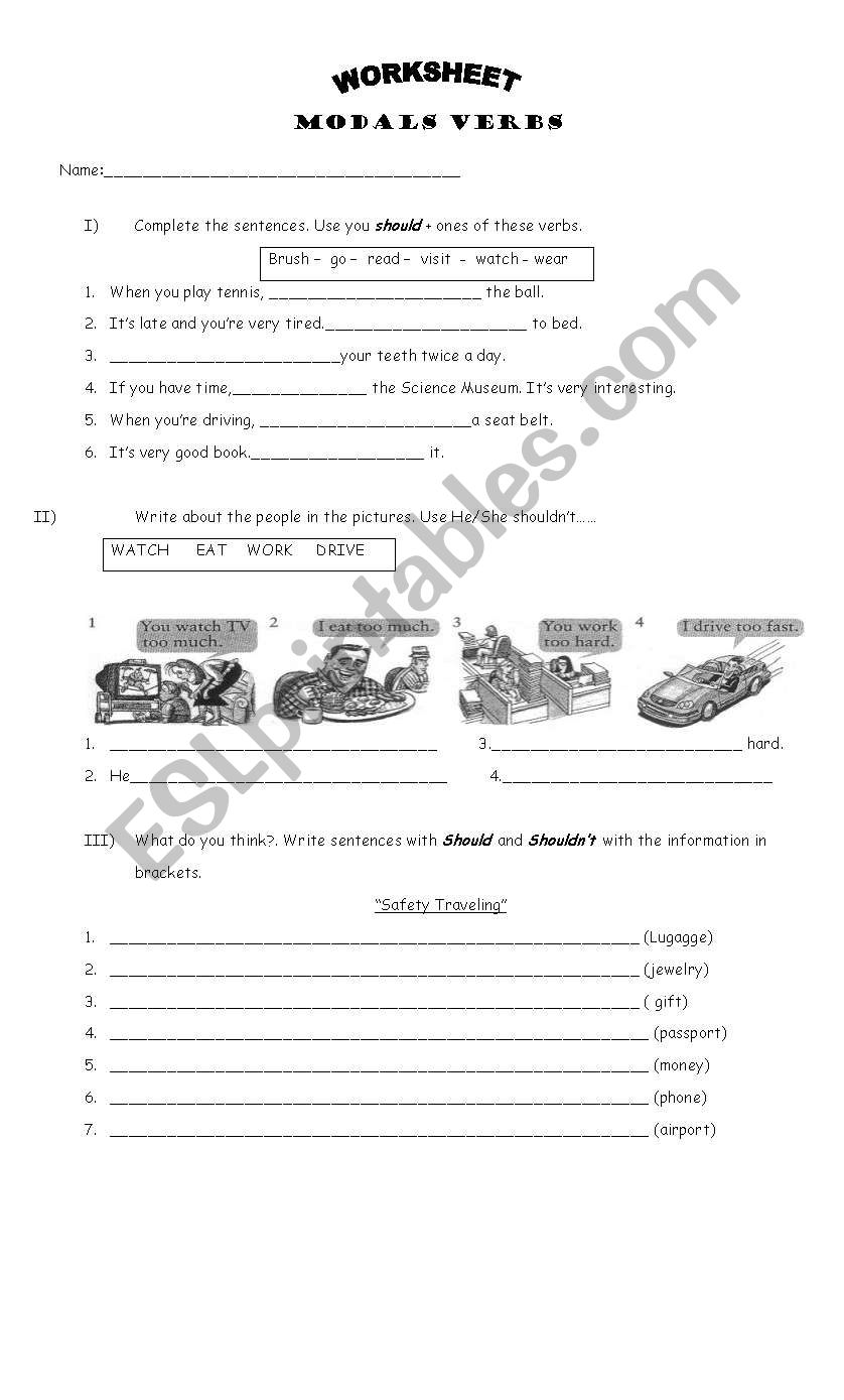 MODALS  worksheet