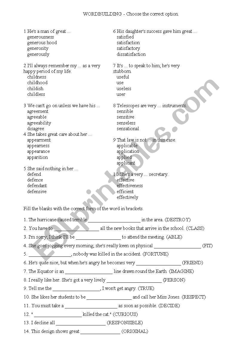 wordbuilding worksheet