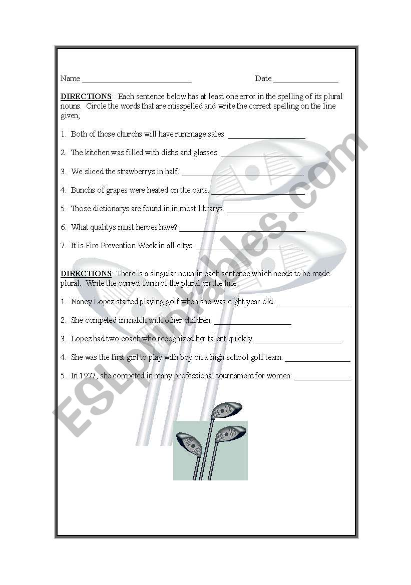 Awesome plural noun activity worksheet