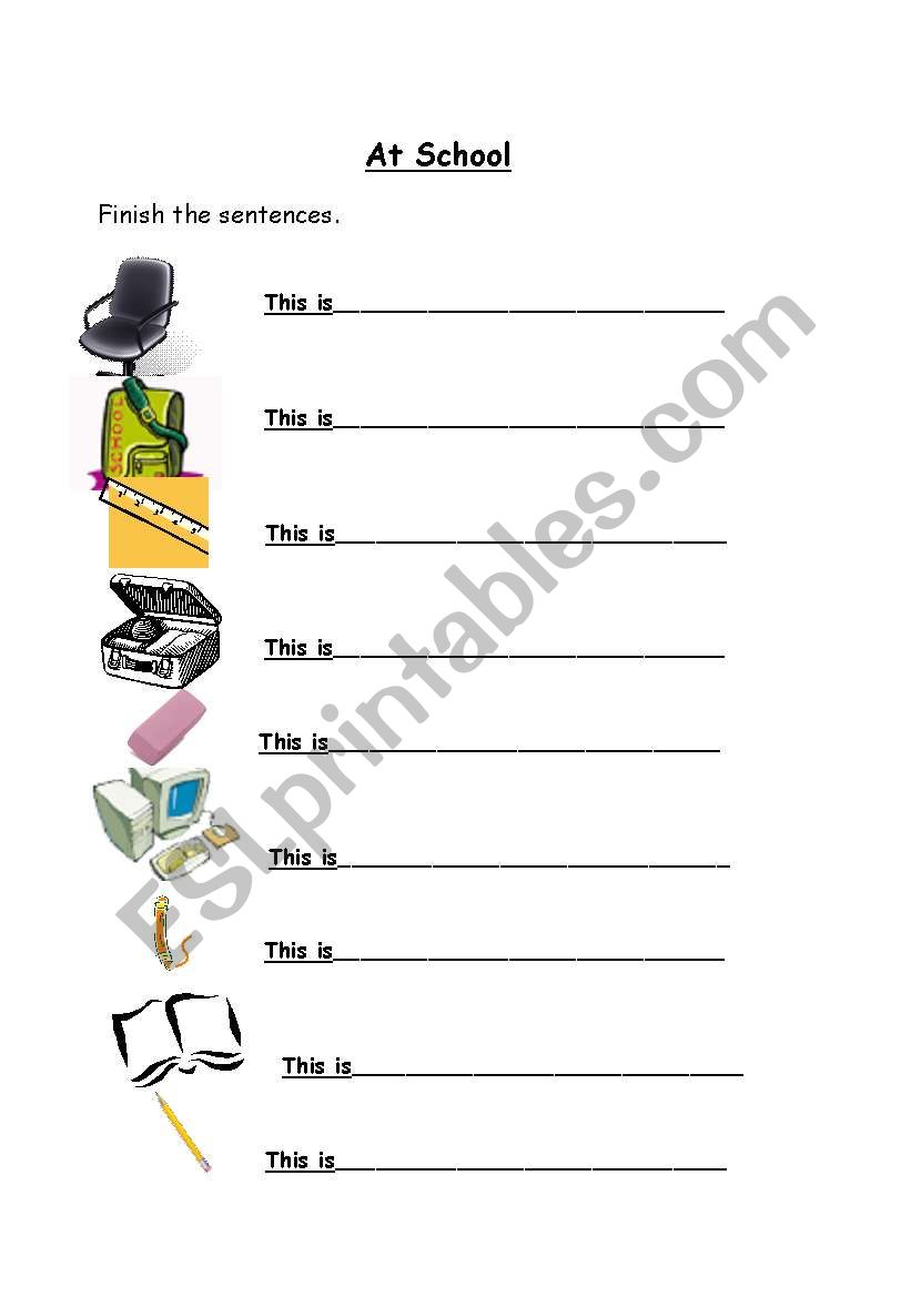 Classroom items 2 worksheet