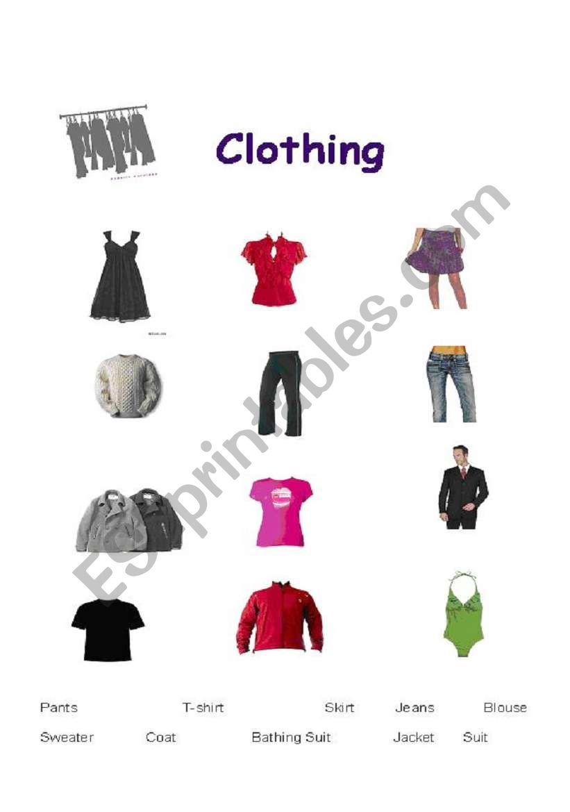 Clothing worksheet