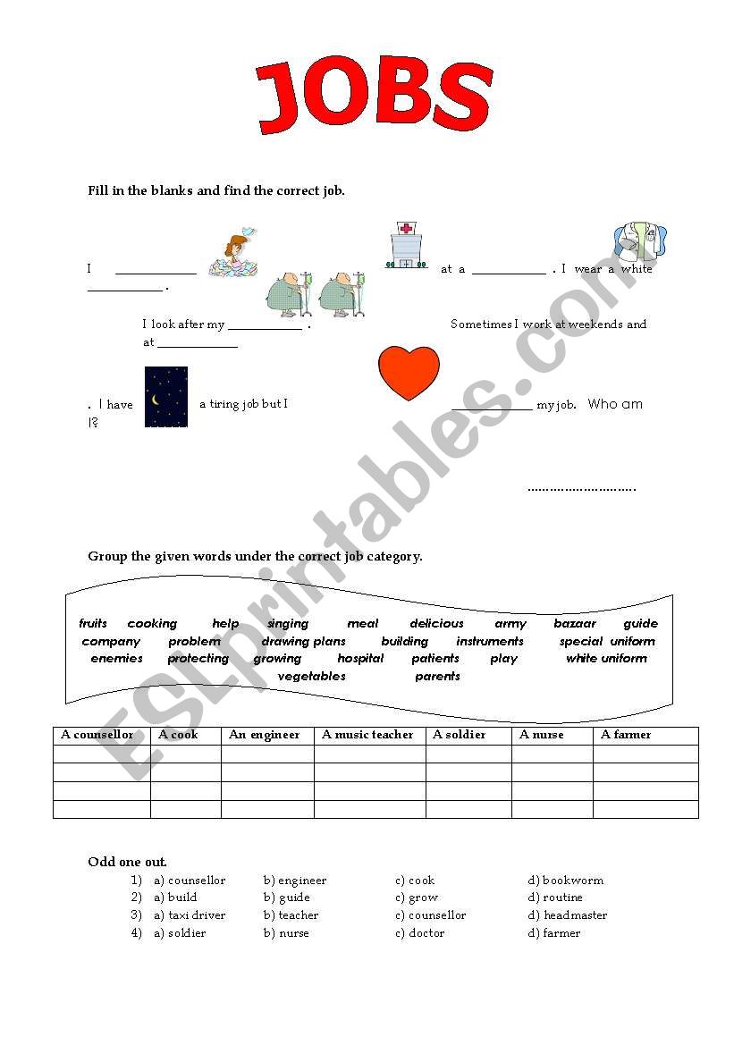 Jobs worksheet