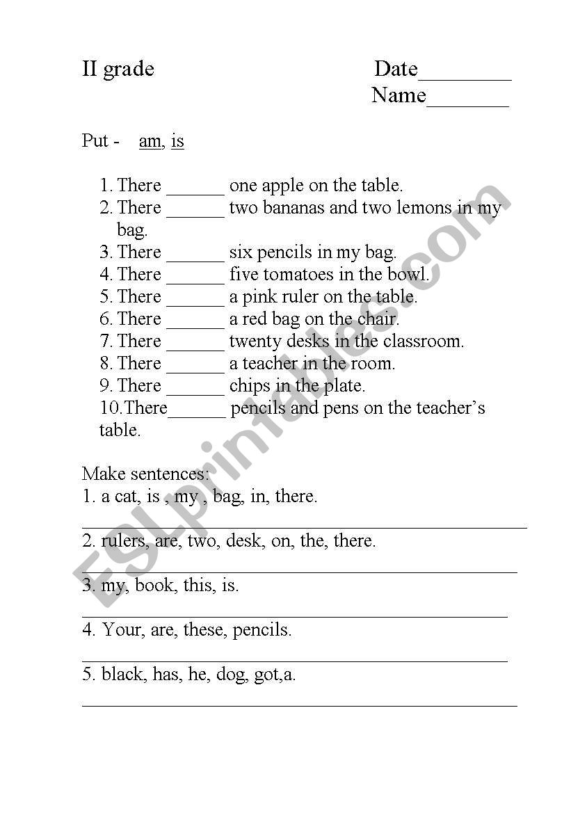 Verb to be worksheet