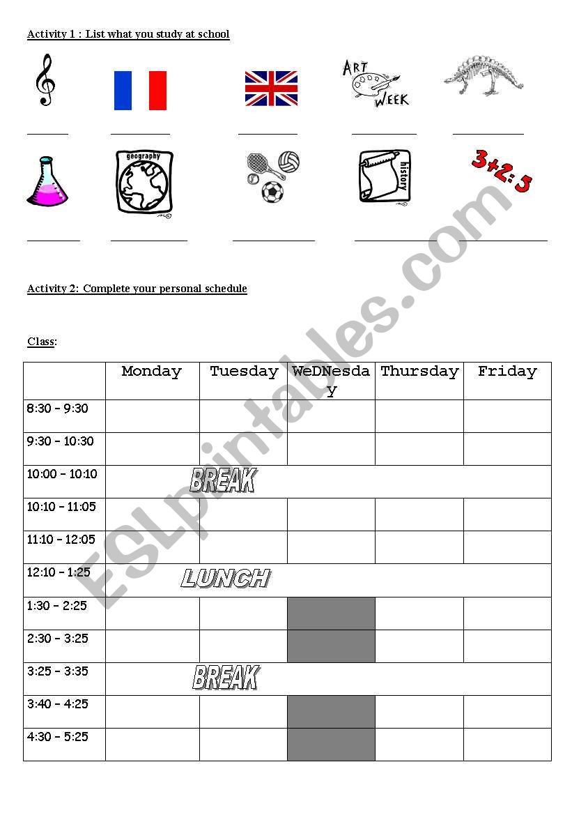 school  worksheet