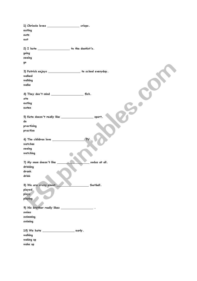 Likes and Dislikes - Exercices