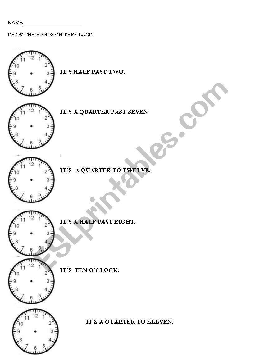 TELLING THE TIME worksheet