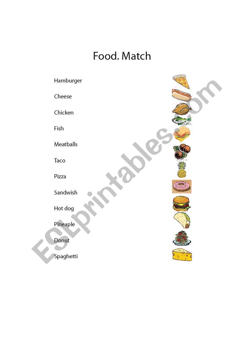 Food. Match worksheet