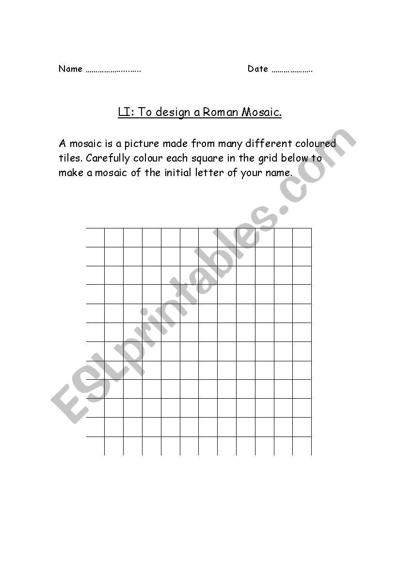 printable worksheets p worksheets: Mosaic Design English Roman a