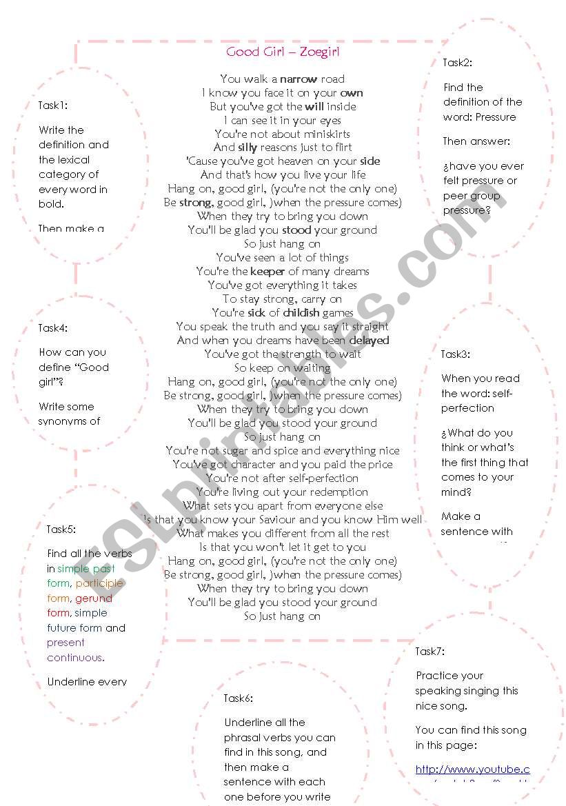 Good girl- Zoegirl worksheet