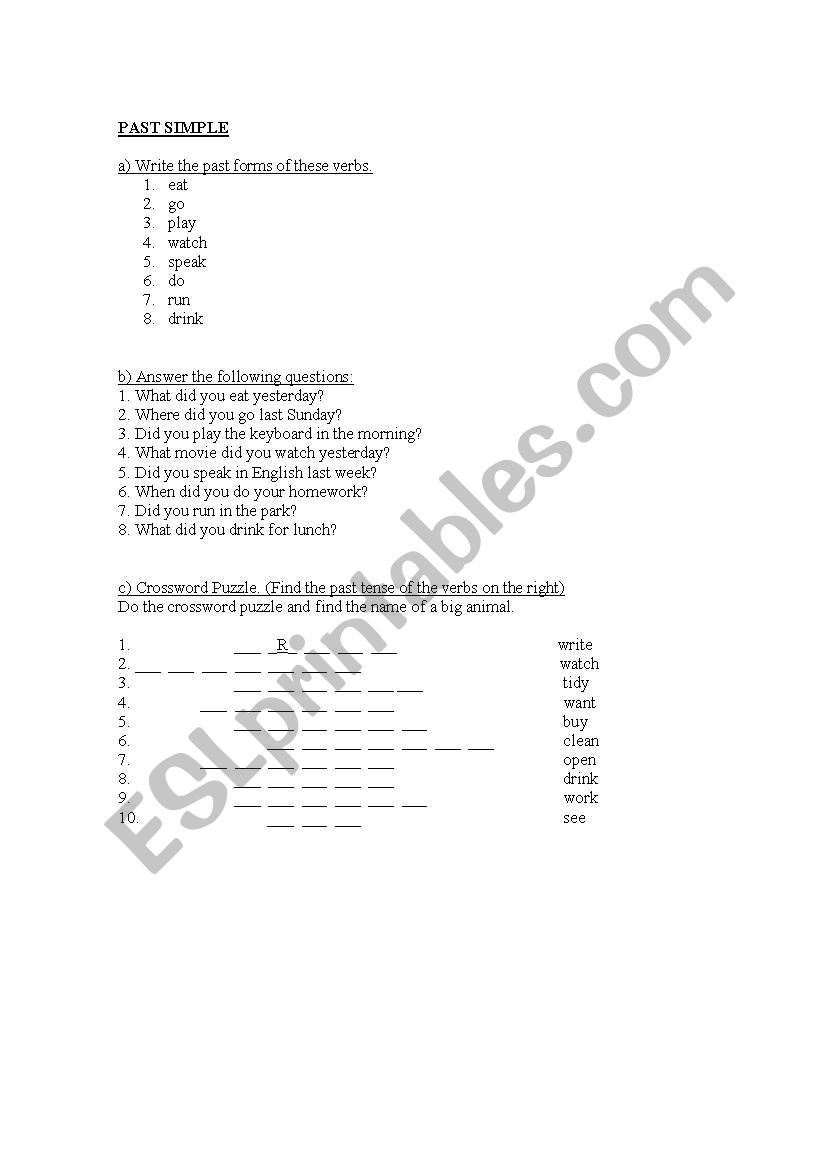 Past Simple worksheet