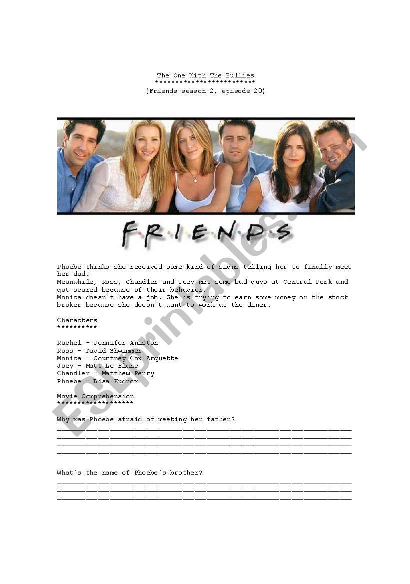 The One With The Bullies worksheet