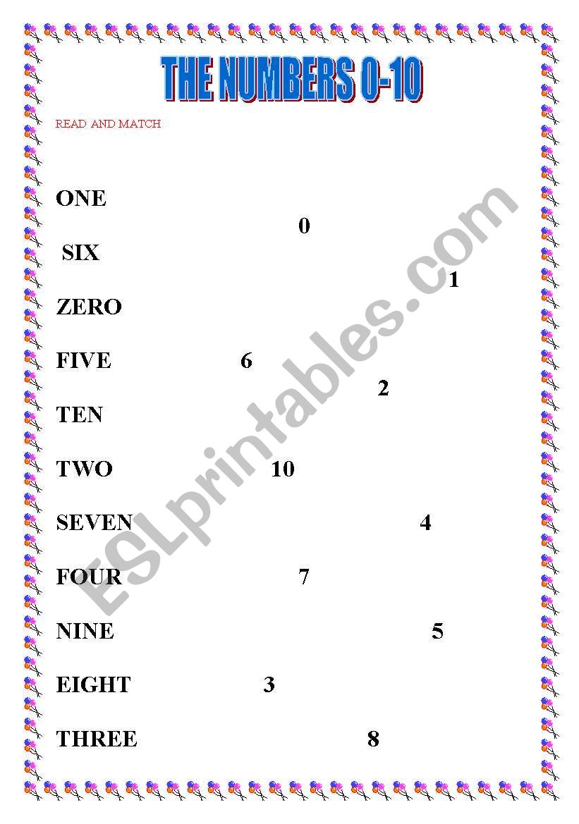 the numbers 0-10 worksheet