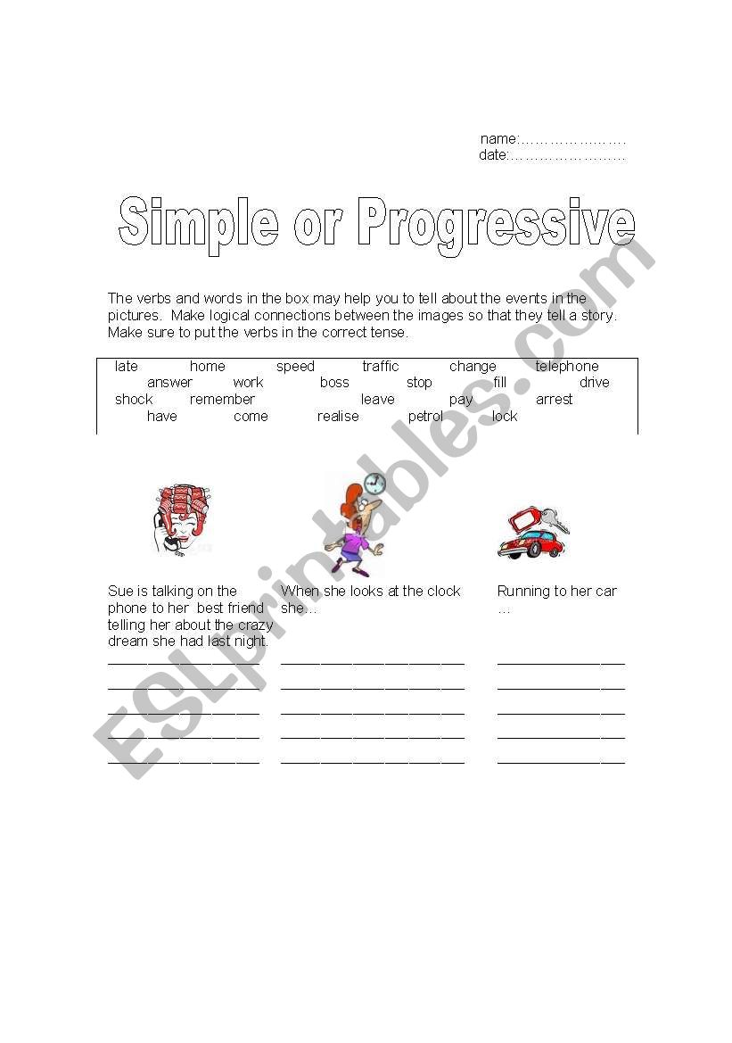 simple or progressive tense worksheet