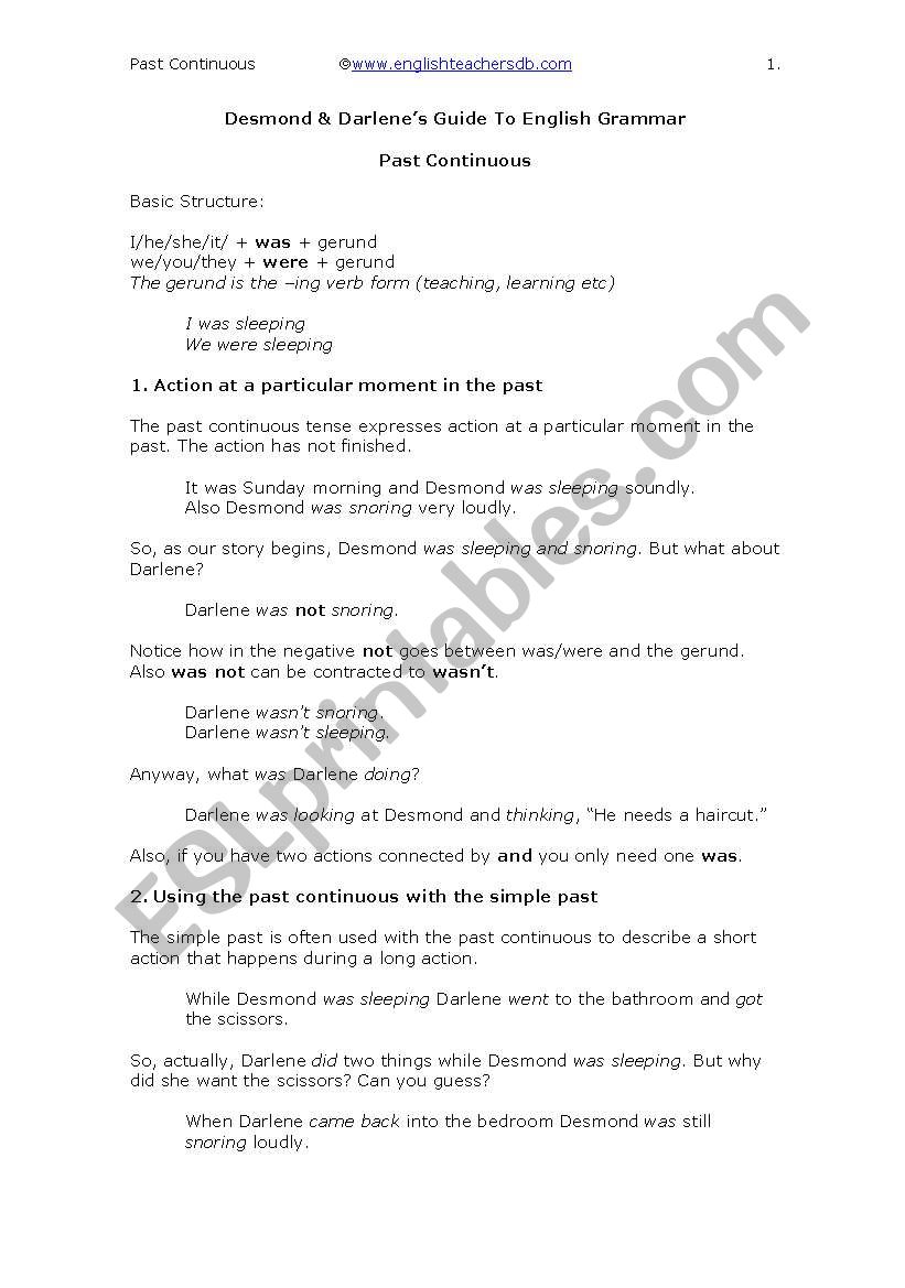 Past Continuous - Desmond & Darlene
