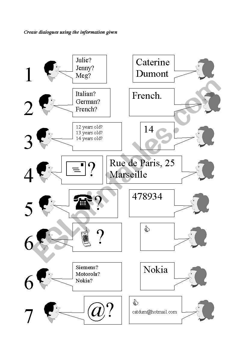 Personal data worksheet