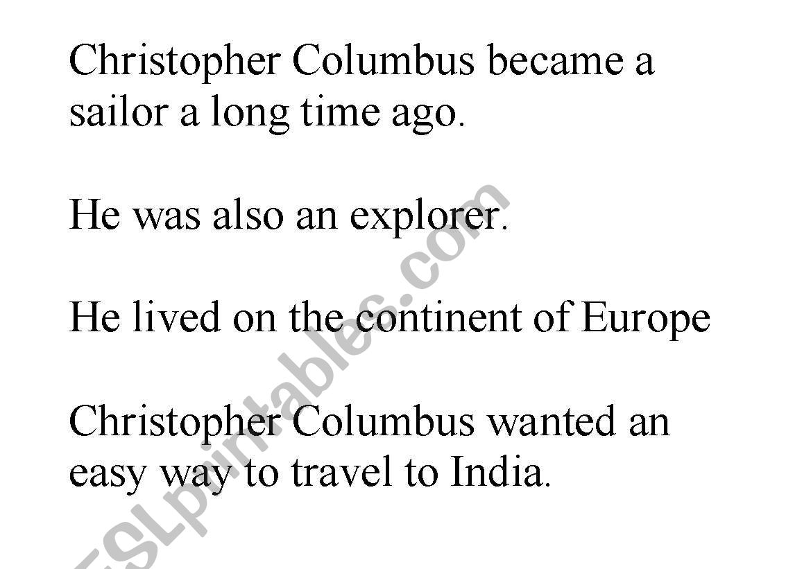 Christopher Columbus worksheet