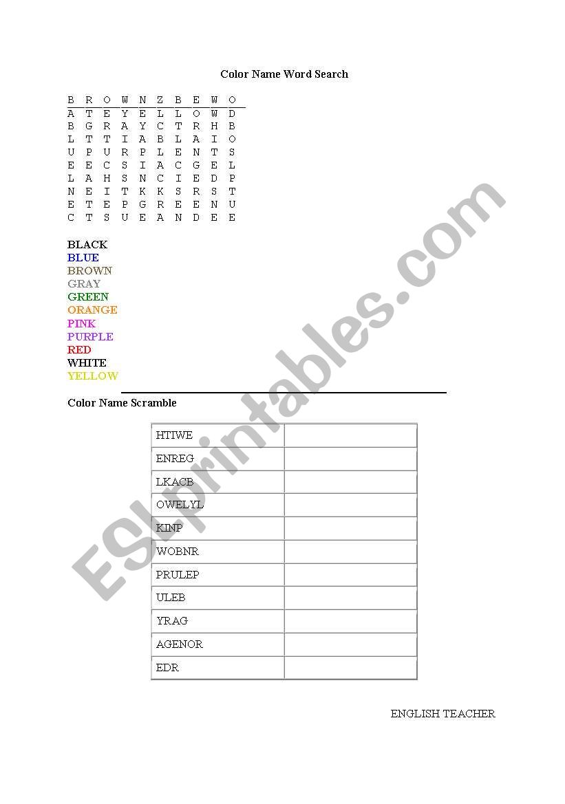 worksheet for colours worksheet