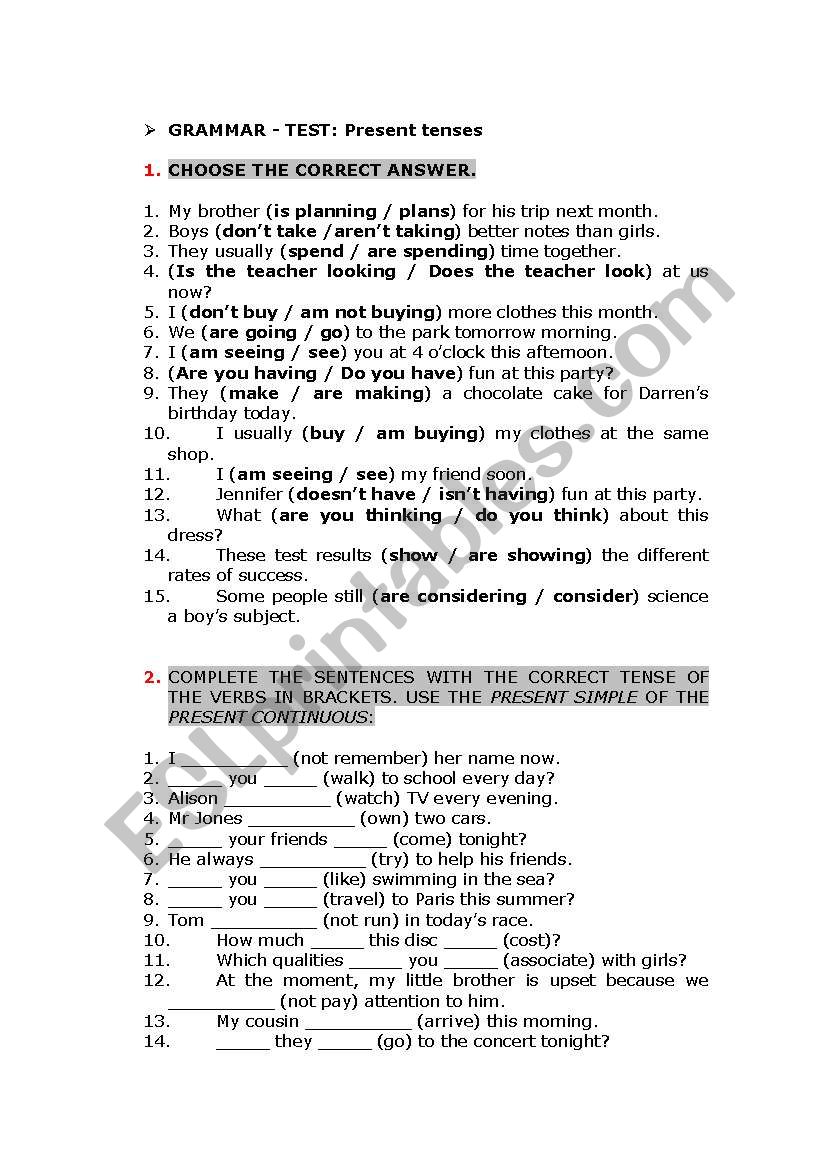 PRESENT_TENSES_TEST worksheet