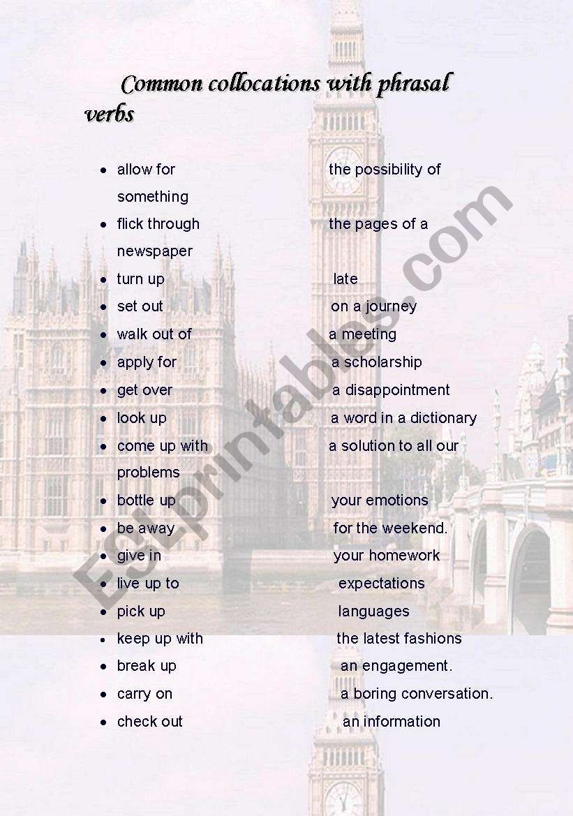 collocations with phrasal verbs