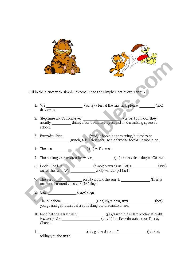 Simple Present and Simple Continuous Tense Exercise