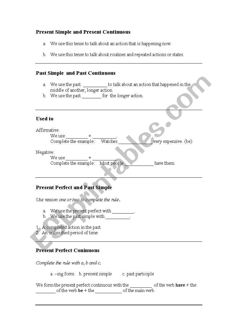 Grammar Review worksheet