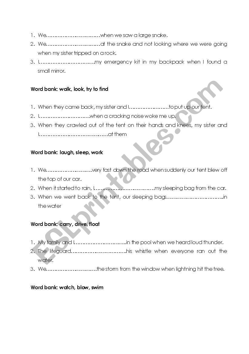 Exercise worksheet