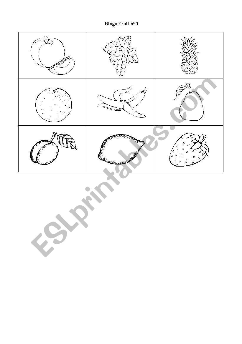 Bingo Fruit n 1 worksheet