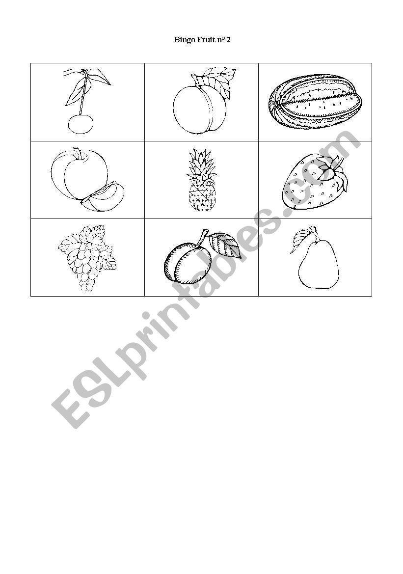 Bingo Fruit n 2 worksheet