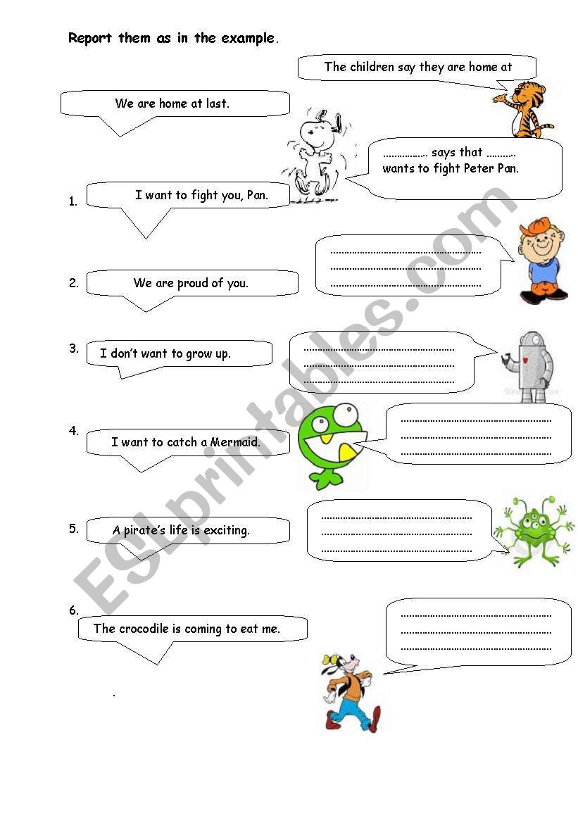 Reported Speech present ESL Worksheet By As pj