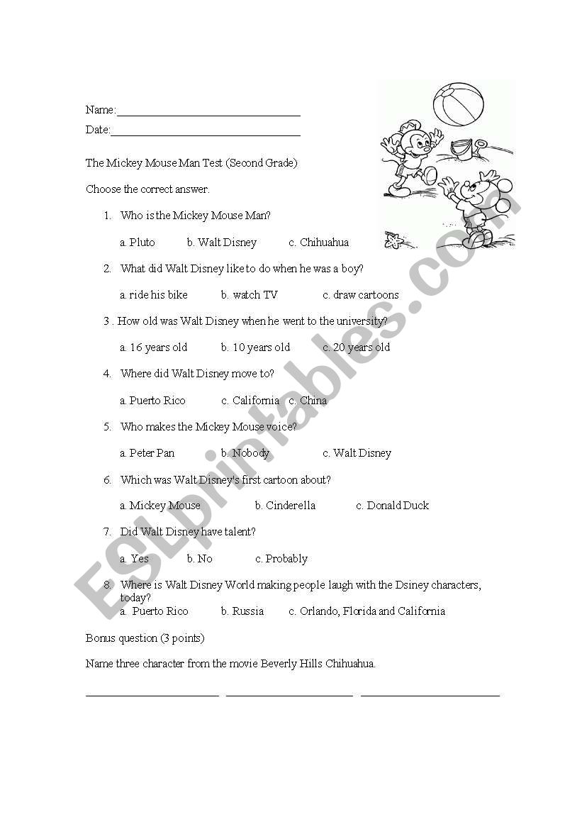 Mickey Mouse Man worksheet