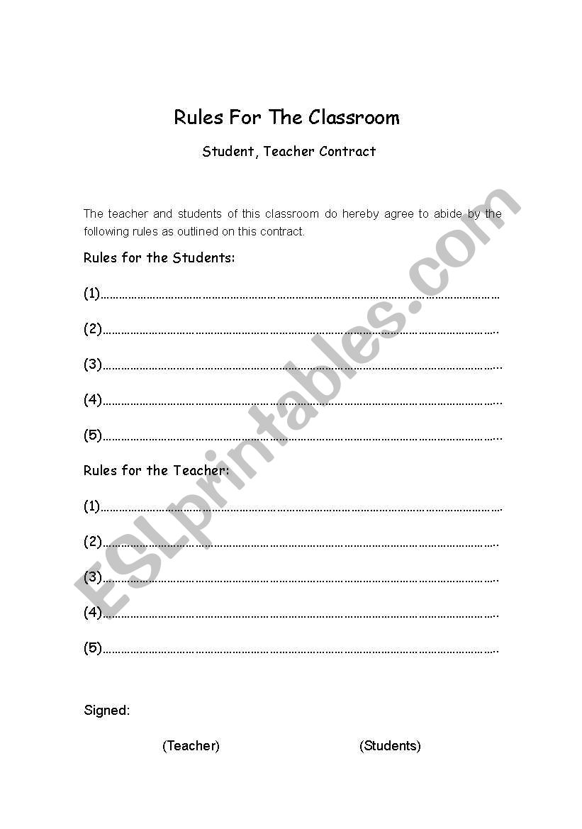 Classroom rules worksheet