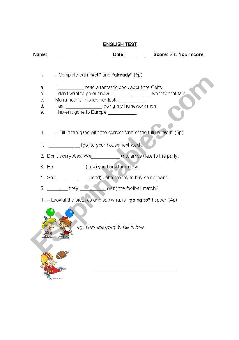 test worksheet