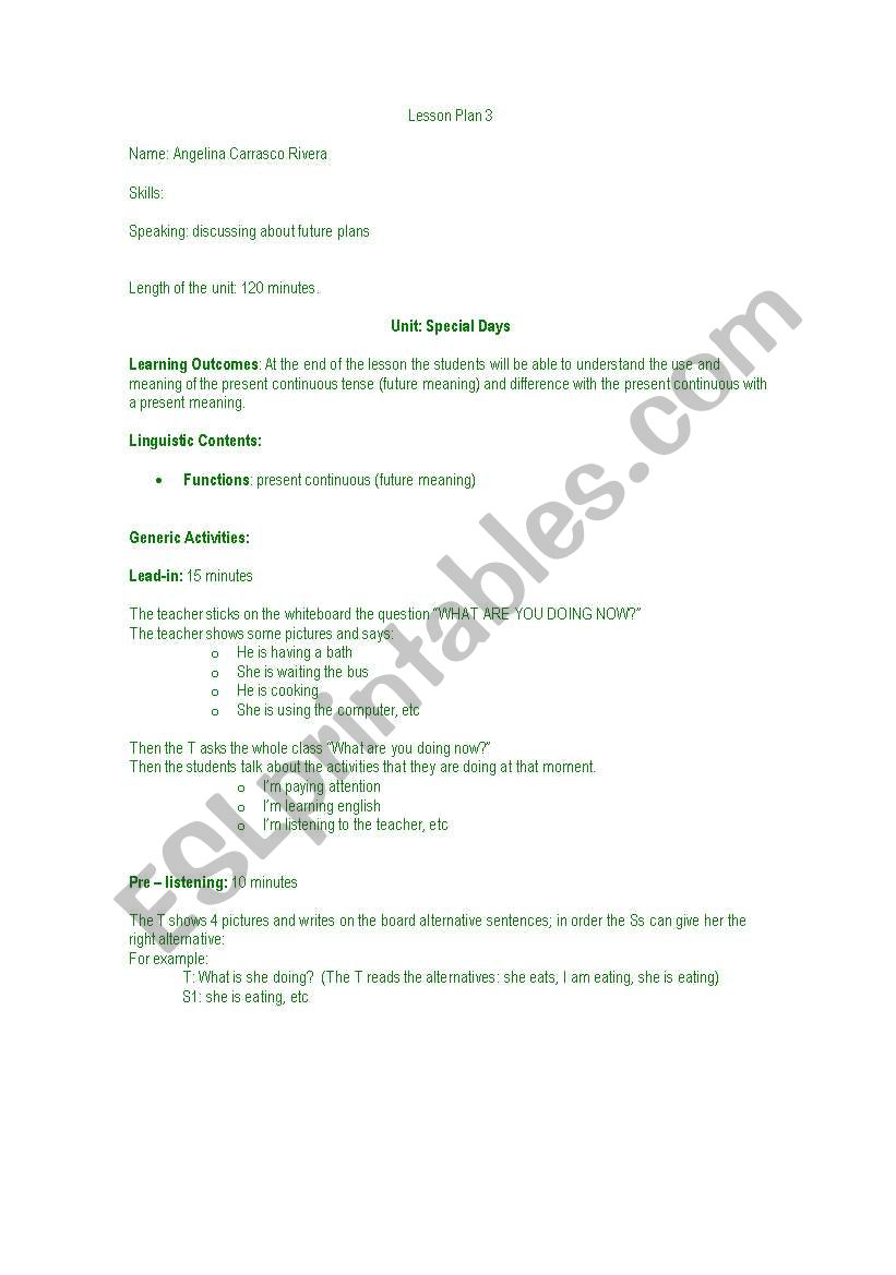 present continuous worksheet