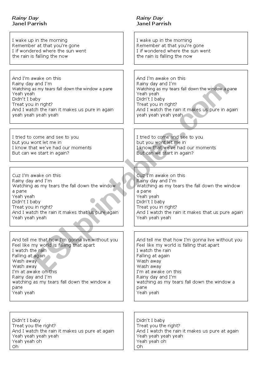 Rainy day - Janel Parrish worksheet